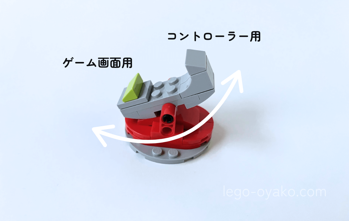 SEGA® Genesis™ あController(40769)の組み立てが完成したところ、スタンドの説明
